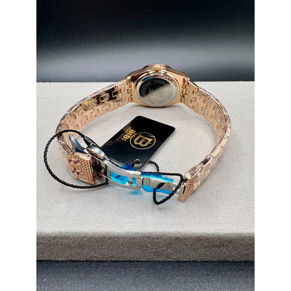 Stunning Rose Gold Iced-Out Watch, Earrings, Bracelet Bundle - Picture 5 of 10